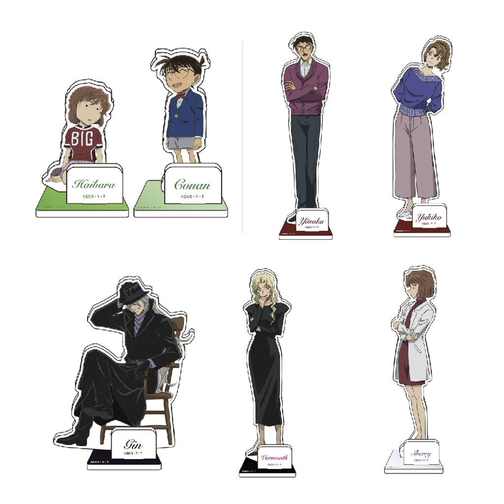 

Anime Detective Conan Figure Doll Gin Jin Vermouth Yukiko Yusaku Haibara Acrylic Stands Model Cosplay Toy for Gift