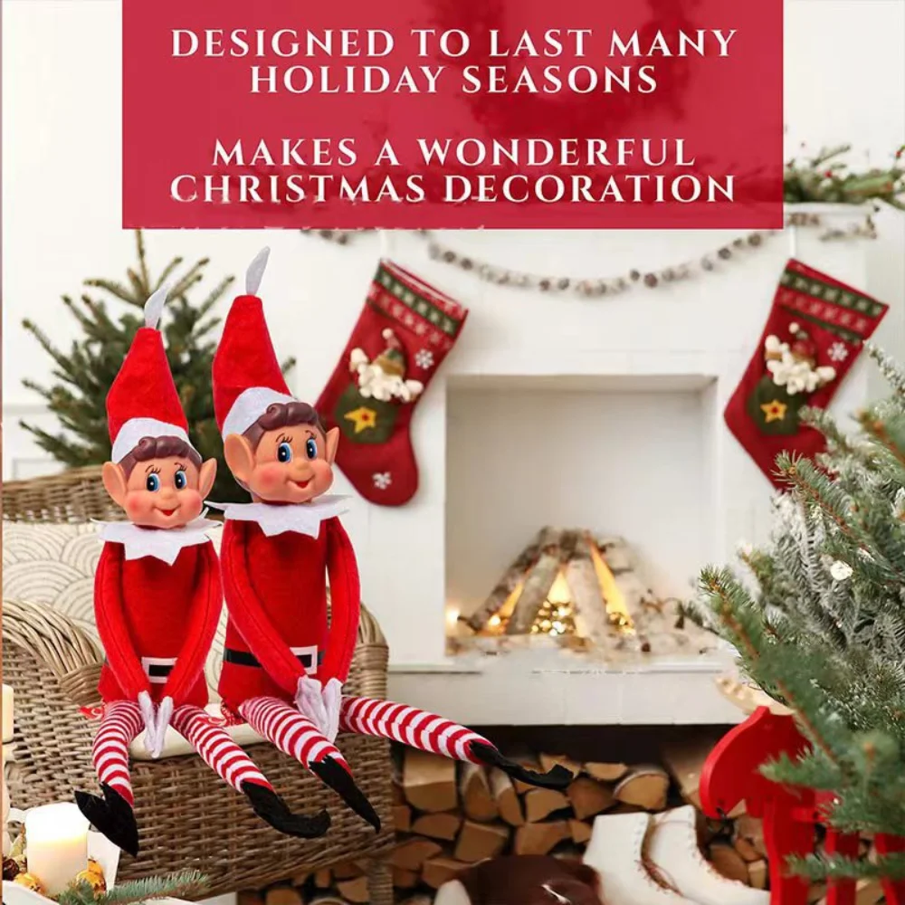 Red Cute Christmas Elf Doll Pendants Xmas Ornaments Noel Merry Christmas Decor For Home 2022 Natal Happy New Year 2023 Navidad