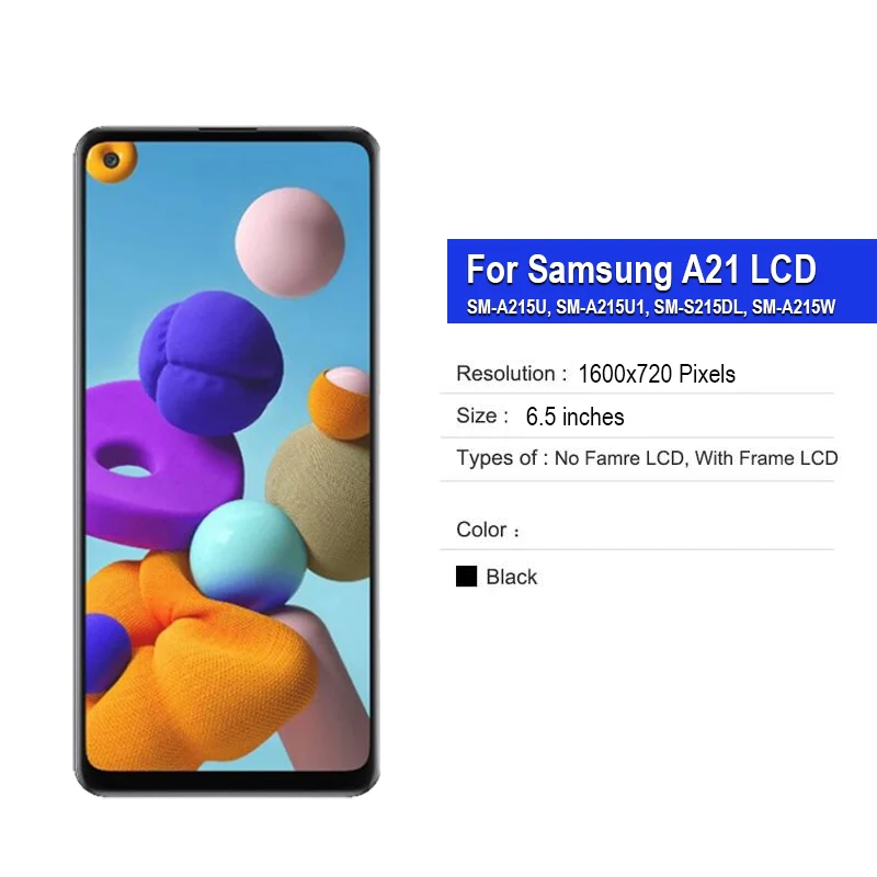 Samsung A21 A215 Совместимый 6 5-дюймовый ЖК-дисплей с емкостным экраном Регулируемая