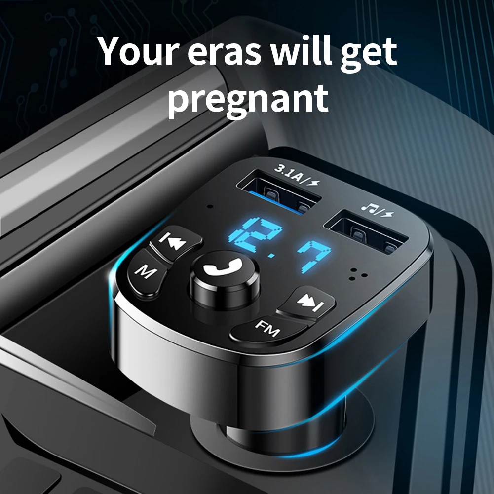 

Автомобильный FM-передатчик Bluetooth 5.0 Беспроводной комплект громкой связи Dual USB Автомобильное зарядное устройство 3.1A MP3-плеер TF-карта U-диск AUX ...