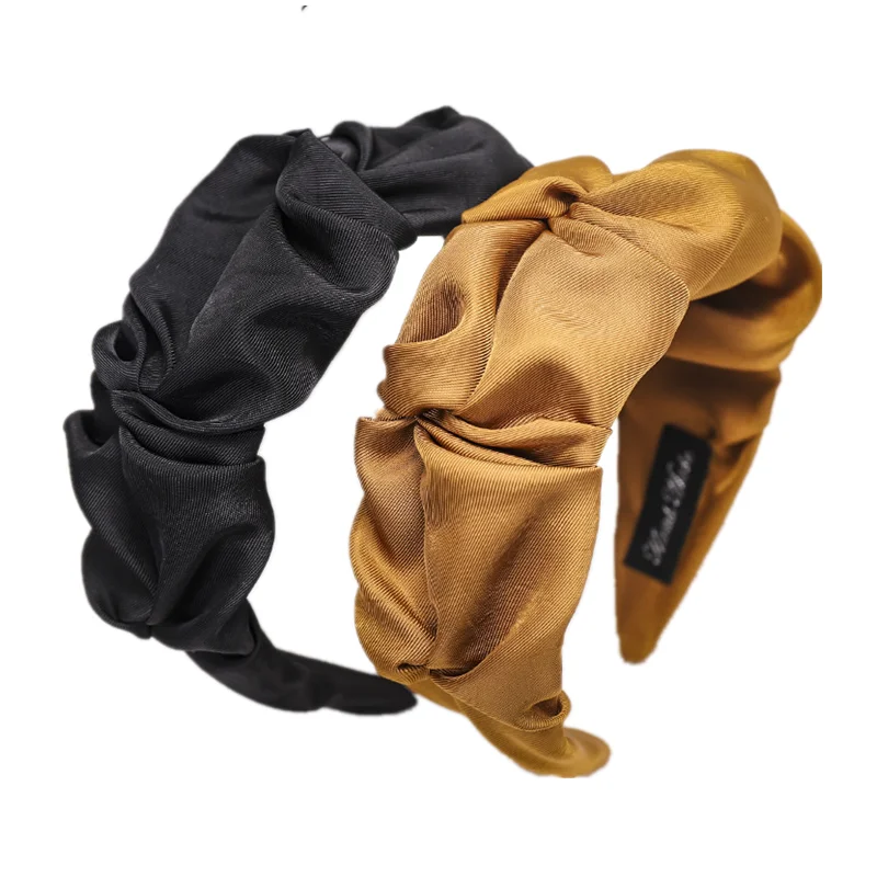 

Ободок для волос с широкими краями, однотонный обруч со складками, сказочный аксессуар