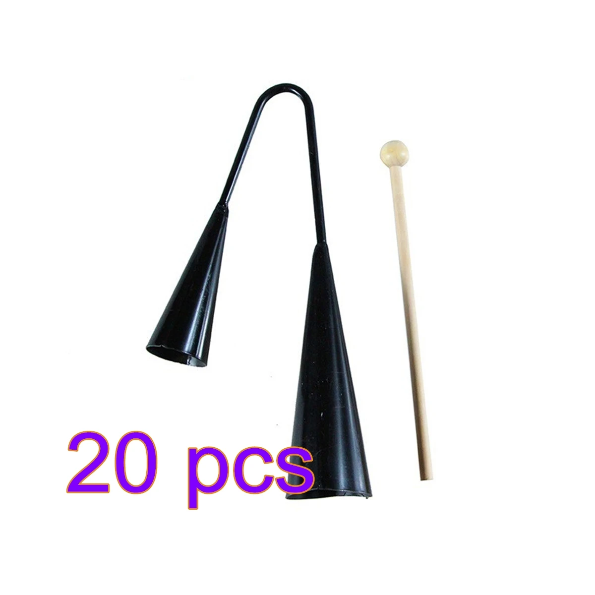 

20pcs Metal Children Early Education Agogo Bell Toy Traditional Small Musical Two Tone Kids Beater Instrument with Wooden Stick