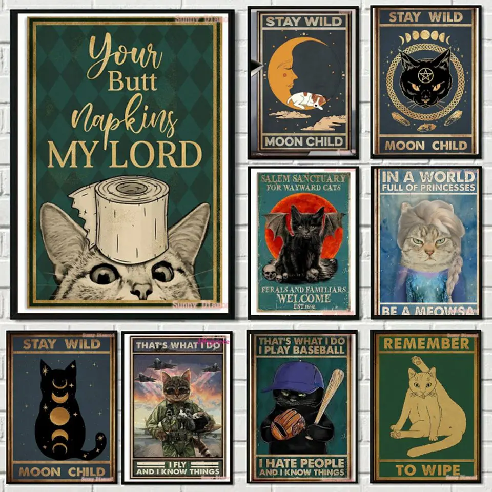 

5D DIY Diamond Painting Funny Cat Posters Cross Stitch Kits Home Decor Your Butt Napkins Rhinestones Art Mosaic Embroidery Room