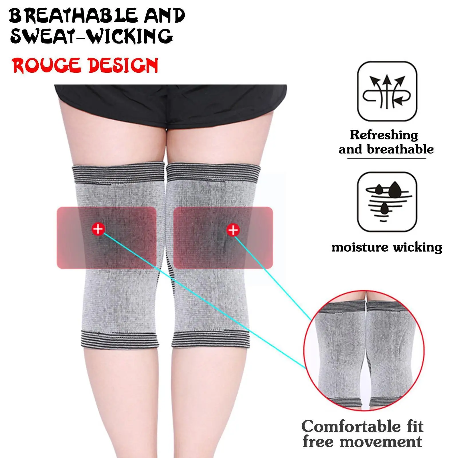 

1pair Bamboo Charcoal Knee Pad Knee Brace Support Knee Pads Sleeve Charcoal Relief Pain Arthritis Knee Bamboo Kneepads Prot E9q6
