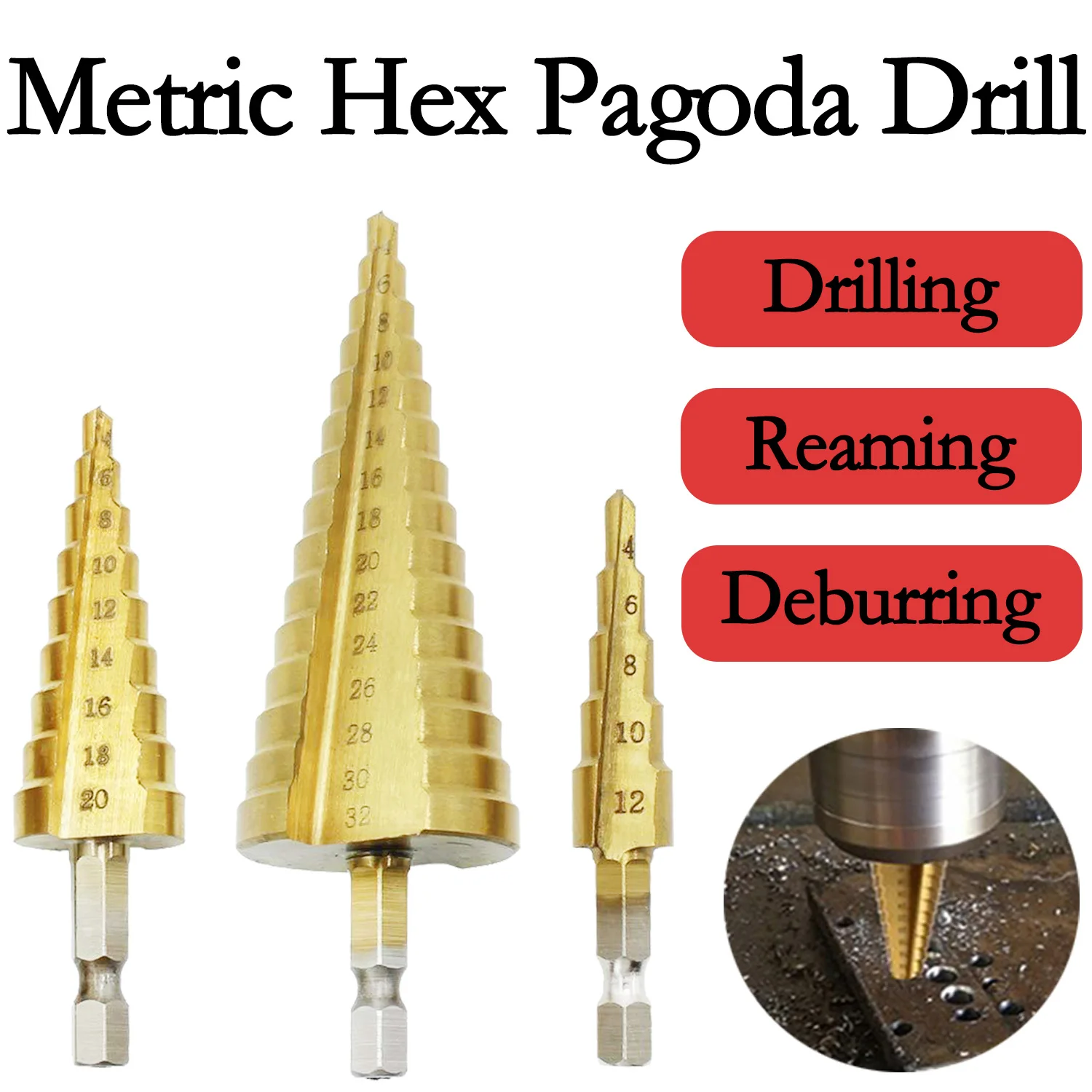 

Metric step drill bit 3-12mm 4-12mm 4-20mm spiral groove pagoda hole opener hexagonal titanium stepped cone drill hole opener