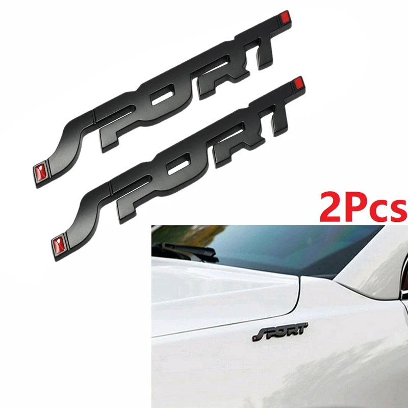 

2Pcs 3D Metal SPORT Premium Car Side Fender Rear Trunk Emblem Badge Decals Black