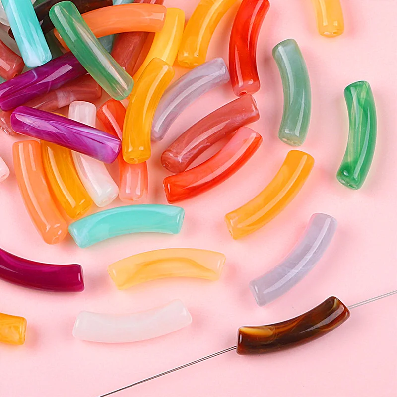 

20pcs/lot Acrylic Beads Curved Tube Beads Loose Spacer Beads For Necklace Bracelet Pendant Jewelry DIY Craft Making Accessories
