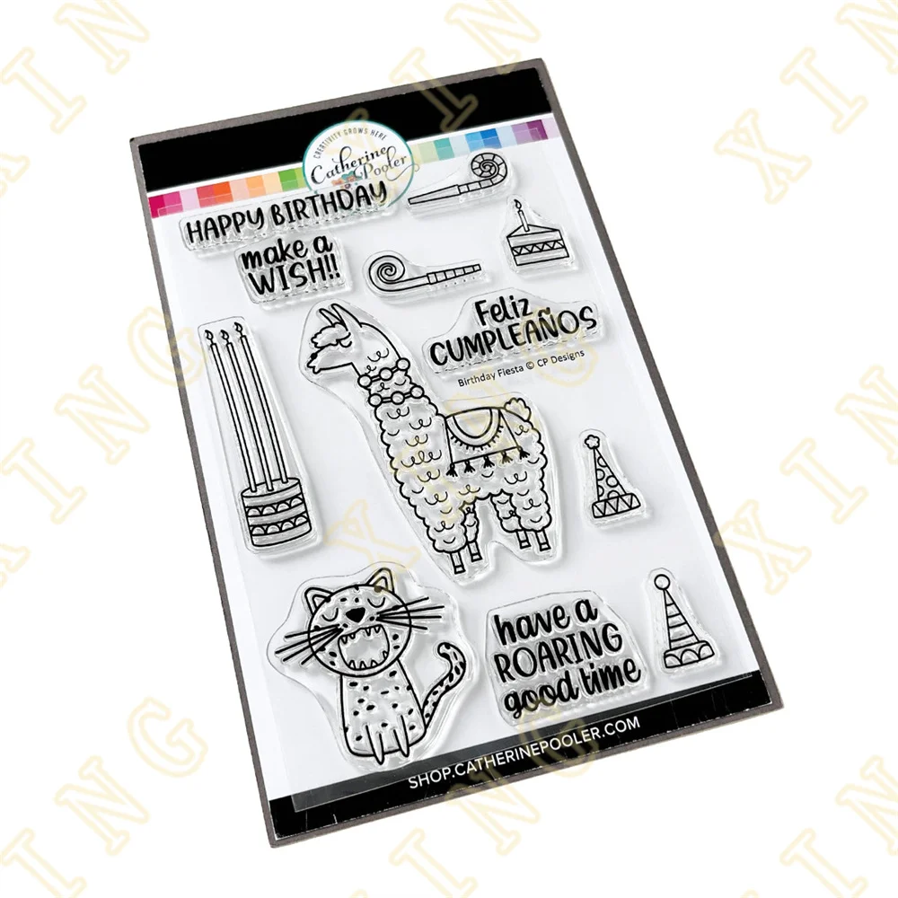 

Birthday Fiesta Metal Cutting Dies Clear Stamps Scrapbook Diary Secoration Embossing Stencil Template Diy Greeting Card Handmade