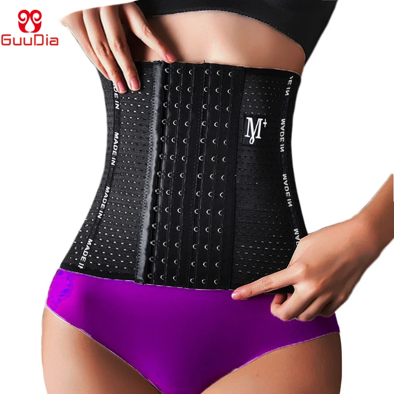 

Дышащий тренировочный пояс GUUDIA для талии с отверстиями, регулируемый пояс для талии, триммер для талии с 6 пряжками, 4 стальных костей, спортивный пояс для тренажерного зала