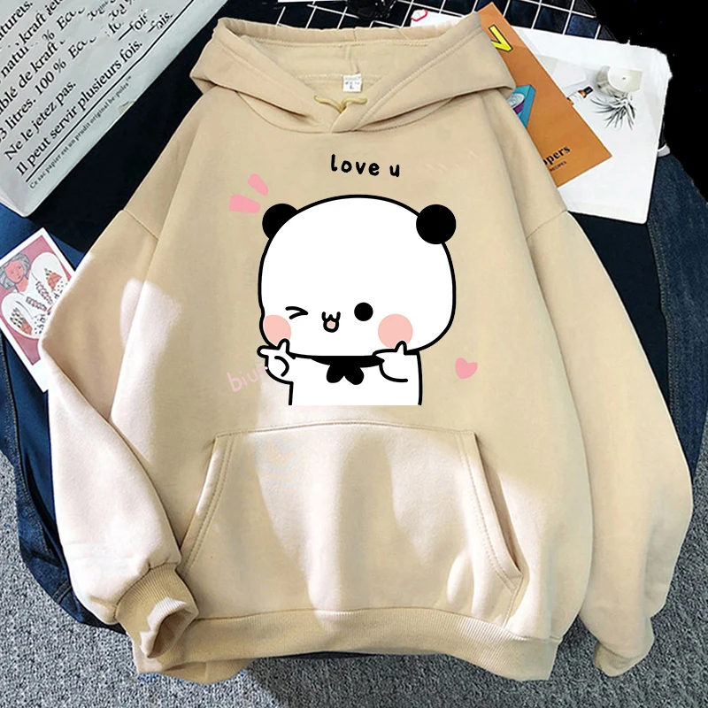

2022 Kawaii Aesthetic Hoodies Women Cartoon Print Warm Streetwear Cute Pink Tops Harajuku Love Unisex Sweatshirts