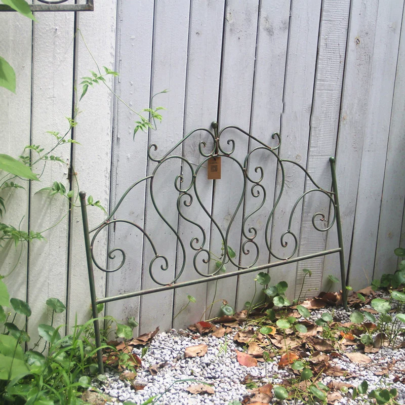 Handcrafted Vintage Retro Green Metal Fencing and Plant Climbing Support Frame
