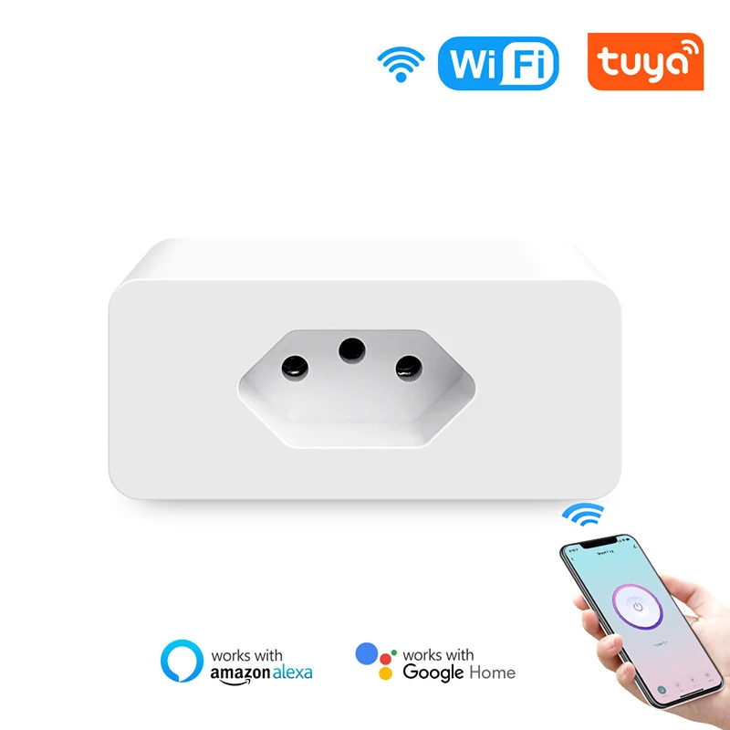 

RYRA Tuya Wifi Brazil Smart Plug 16A Brasil Inteligente Socket Smart Home Automation Power Outlet Works With Alexa Google