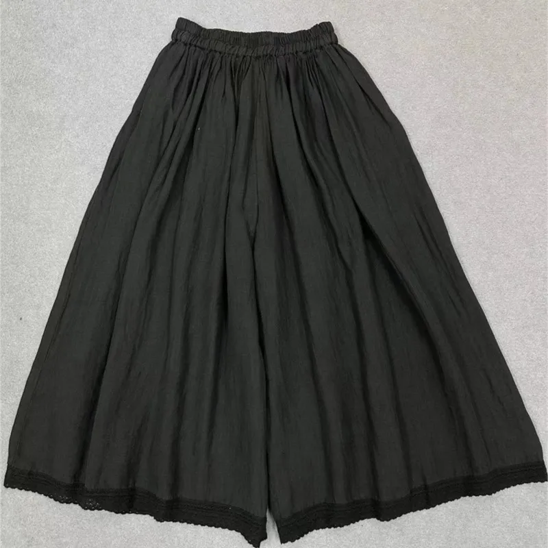 Johnature японские повседневные универсальные простые двухслойные широкие брюки Ramie