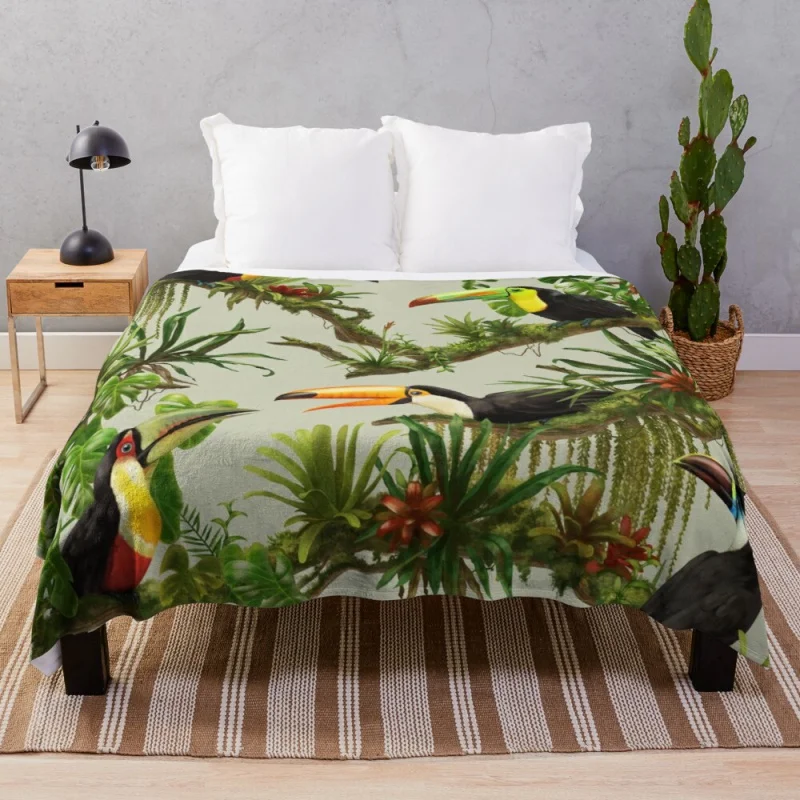 

Toucans and bromeliads - canvas background Throw Blanket Quilt Blanket Large Blanket Hair Blanket