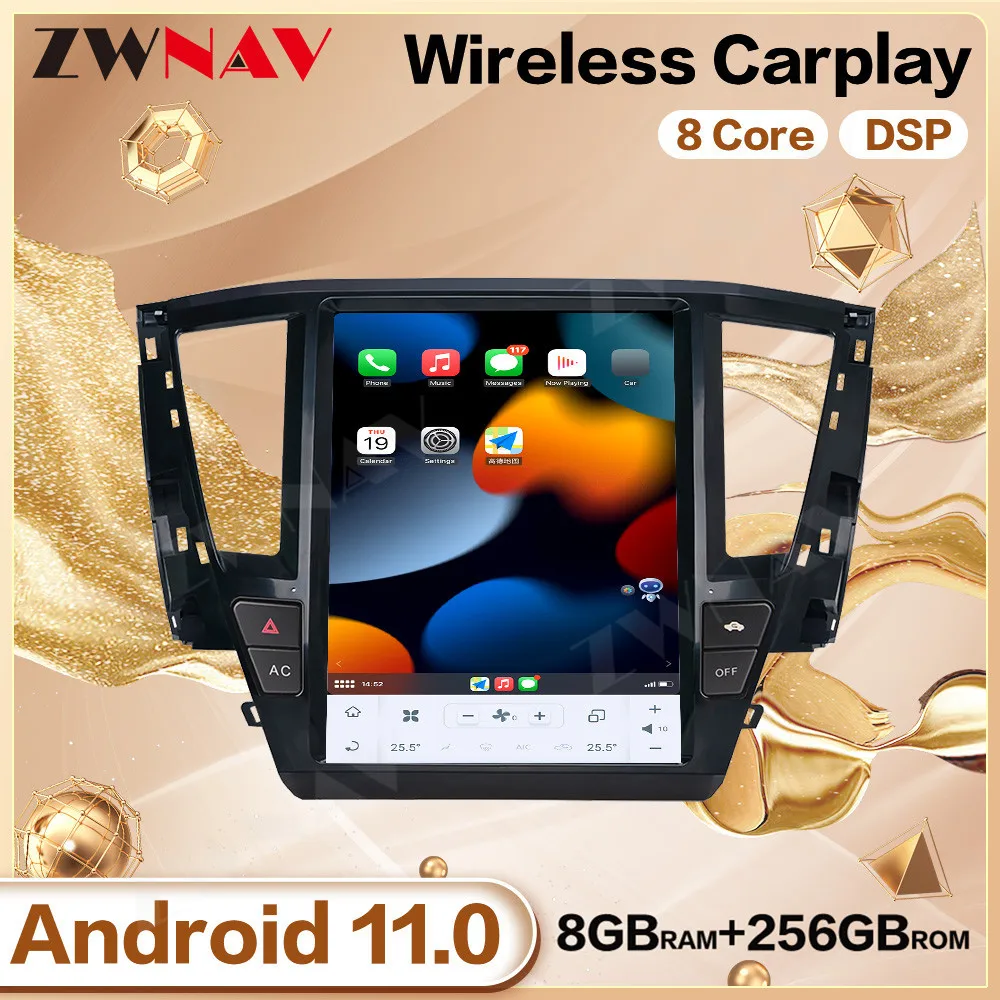 

Автомобильный мультимедийный плеер 256G, экран Tesla, Android, для MITSUBISHI PAJERO Sport 2016 2017 2018 2019 2020, GPS, радио, стерео