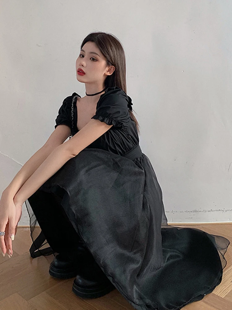 Мини-платье в стиле Харадзюку Y2k с оборками Хепберн |