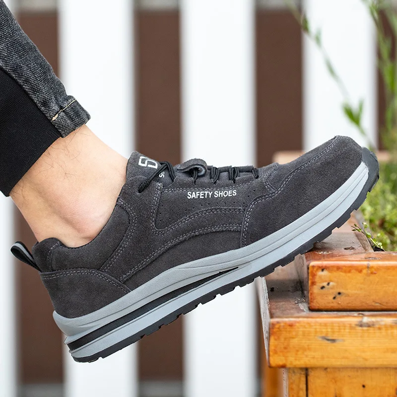 Мужская мода большого размера со стальным носком рабочая защитная обувь