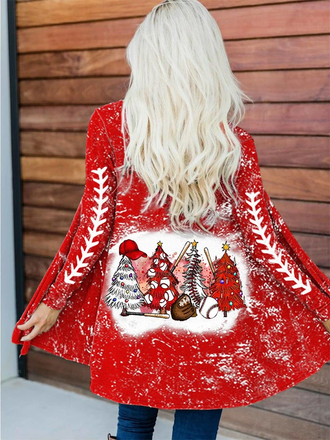 

Women's Christmas Baseball Print Cardigan