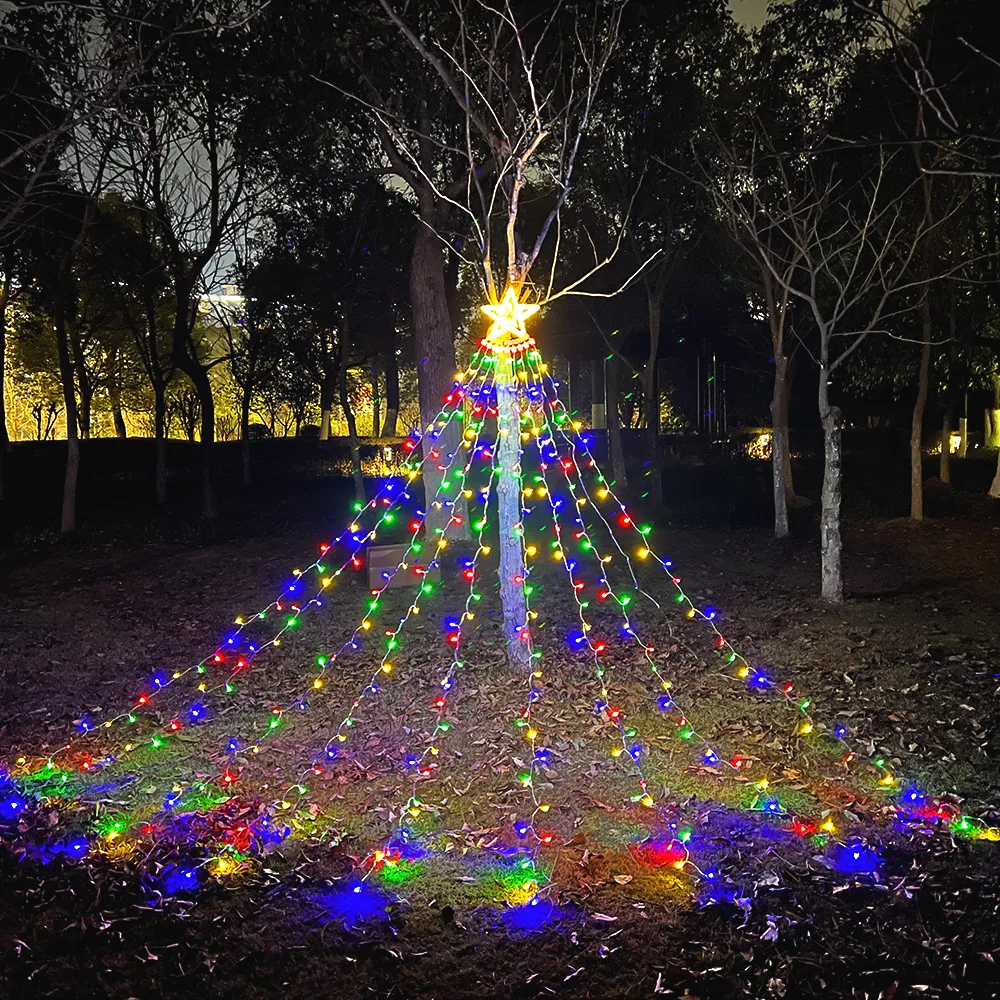 

Five Pointed Star Waterfall Lamp, Running Water Lamp, Christmas Colored Lamp, Tree Hanging and Camping Lamp String
