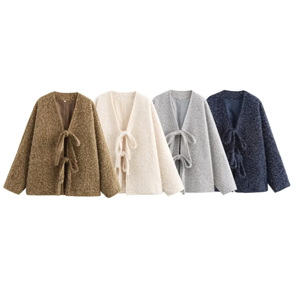 PB&ampZA универсальная свободная четырехцветная куртка на шнуровке с v-образным