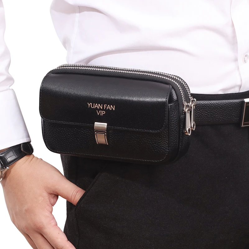 Вертикальная поясная сумка из натуральной кожи для мужчин кошелек телефона