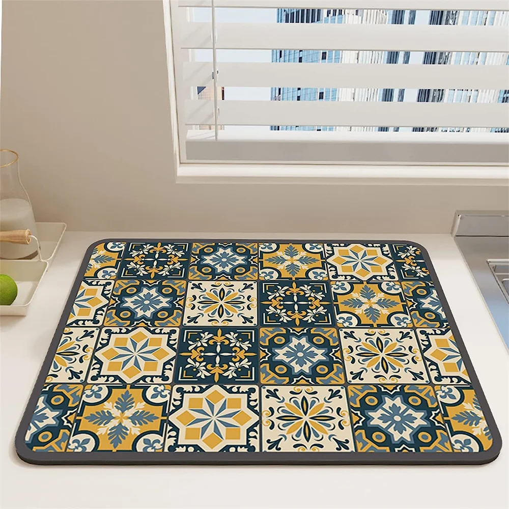 

Синий полиэстеровый кухонный дренажный коврик