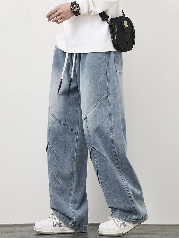 Мужские джинсы большого размера 8XL 7XL 6XL с широкими штанинами прямые джинсовые