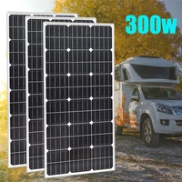 solar panel 300w 12v high effficiency glass monocrystalline aluminum frame rigid solar cell for home car boat system waterproof