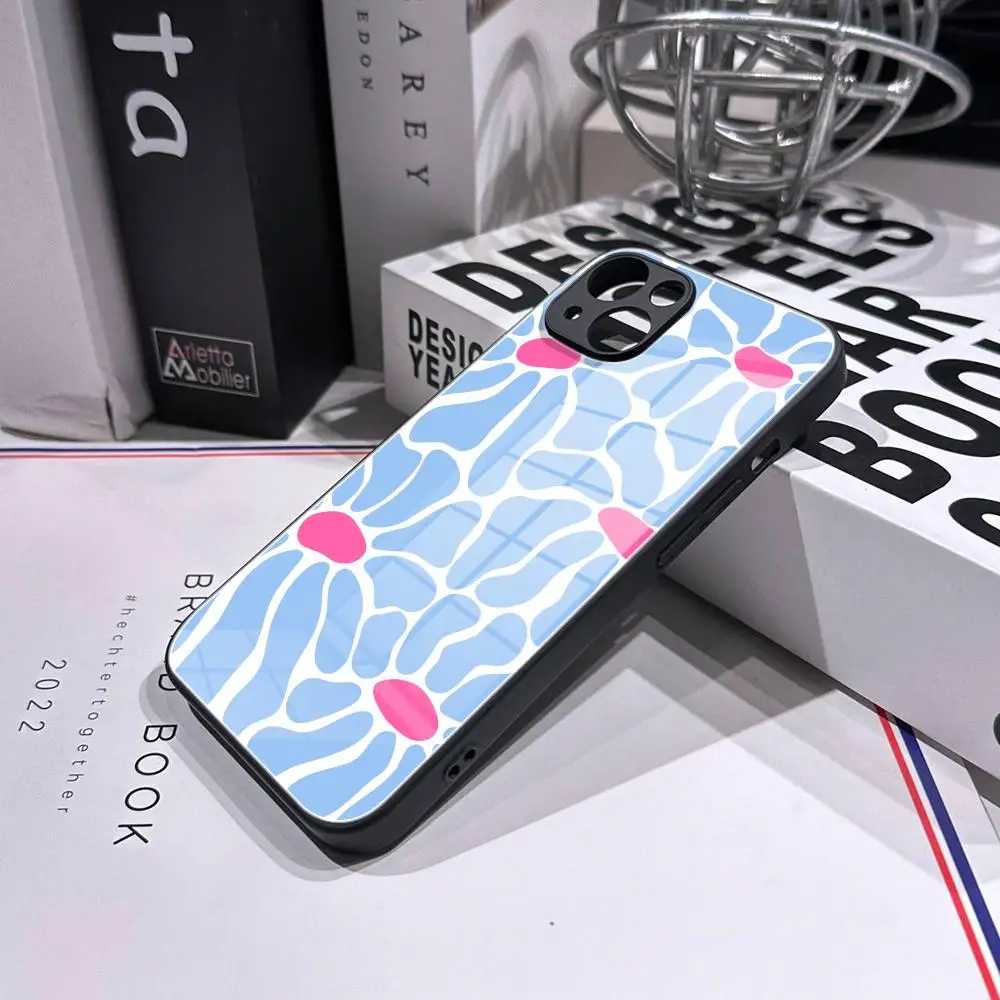 Фото Чехол Clmj с цветочным узором из закаленного стекла для iPhone 16 Pro Max, 14, 12, 17 Pro, Air 15, 16 Plus, 13 Pro Max №4