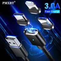 3a fast charging led magnetic micro usb type c cable for iphone 13 xiaomi 11 samsung mobile phone charger usb quick charge cable