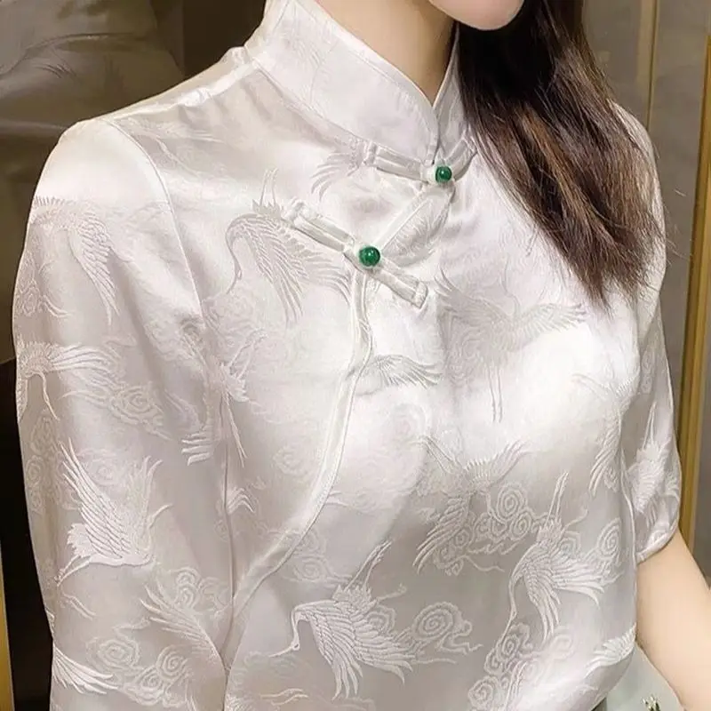 Женская Улучшенная рубашка Чонсам с воротником-стойкой в стиле ретро летний топ