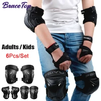bracetop 6pcsset knee pads elbow pad wrist guards protective gear set for kidadult skateboarding roller skating cycling biking