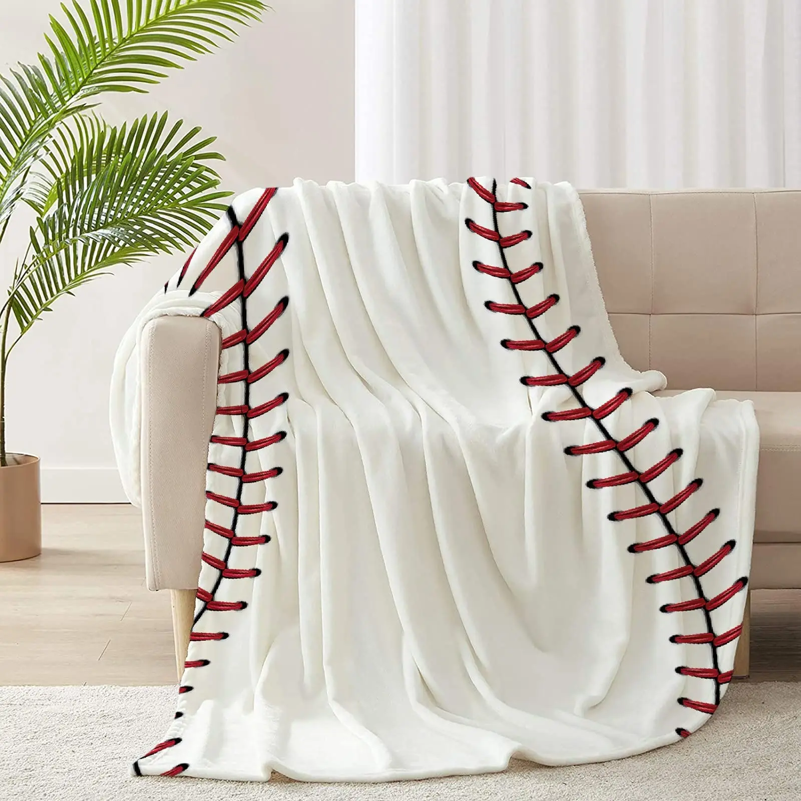 

Blanket for Bedroom Living Rooms Sofa Couch Bedding Decor Home Gifts Baseball Flannel Bed Blanket Lightweight Cozy Plush Throw