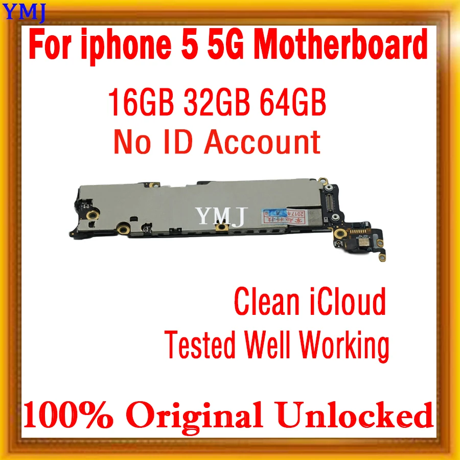 

16GB/32GB/64GB for Iphone 5 5G Motherboard With IOS System Original Unlocked Clean Icloud for Iphone 5 Mainboard With Full Chip