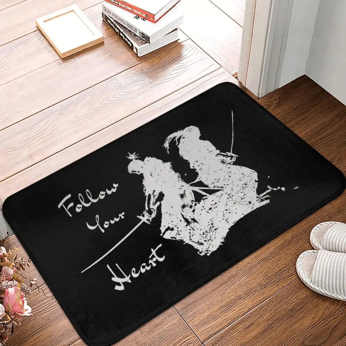 

Моментальный воин самурайского сердца на черном искусственном ковре, ковер, Декор, вход, гостиная, домашняя кухня, спальня, прихожая