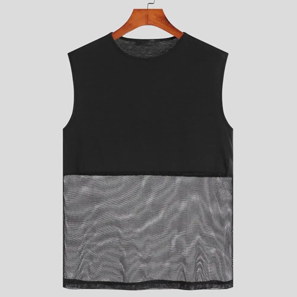 

Cool Great Super Breathable Sleeveless Sports Tank Top See-through Men Vest Anti-pilling Daily Clothes