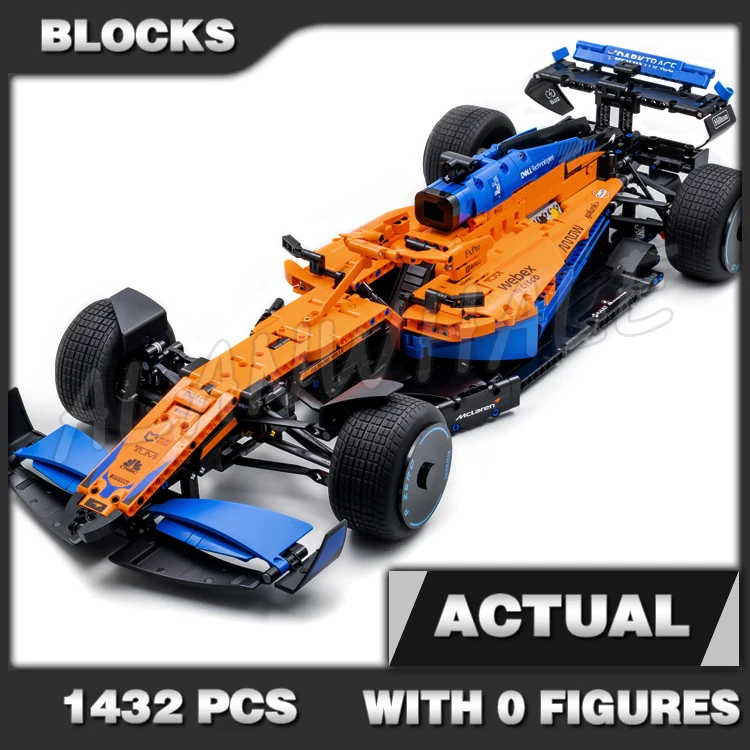 

1432 шт. техническая Формула 1 оранжевый гоночный автомобиль 2022 F1 V6, цилиндрический двигатель 88703, строительные блоки, игрушки, совместимые с моделью