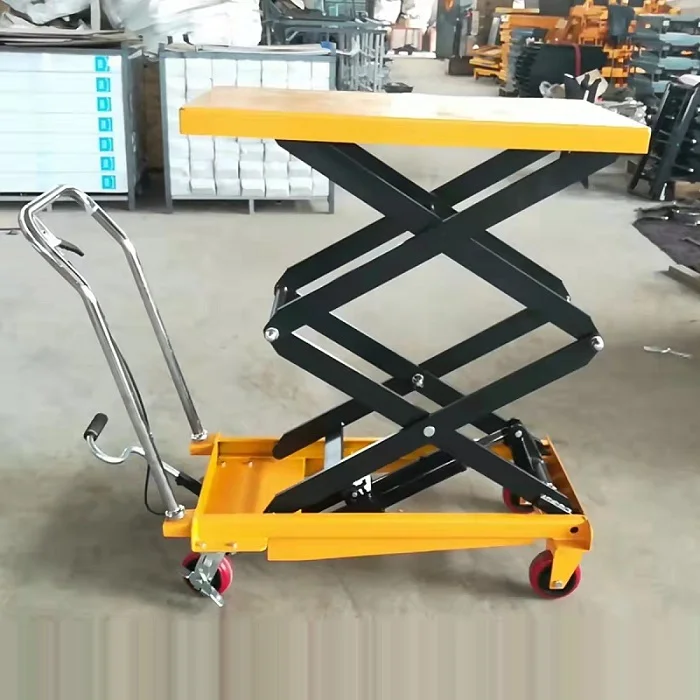 

China Factory Make 350kg 500kg 750kg 1M Height Hydraulic Double Scissor Lift Tables With Rollers