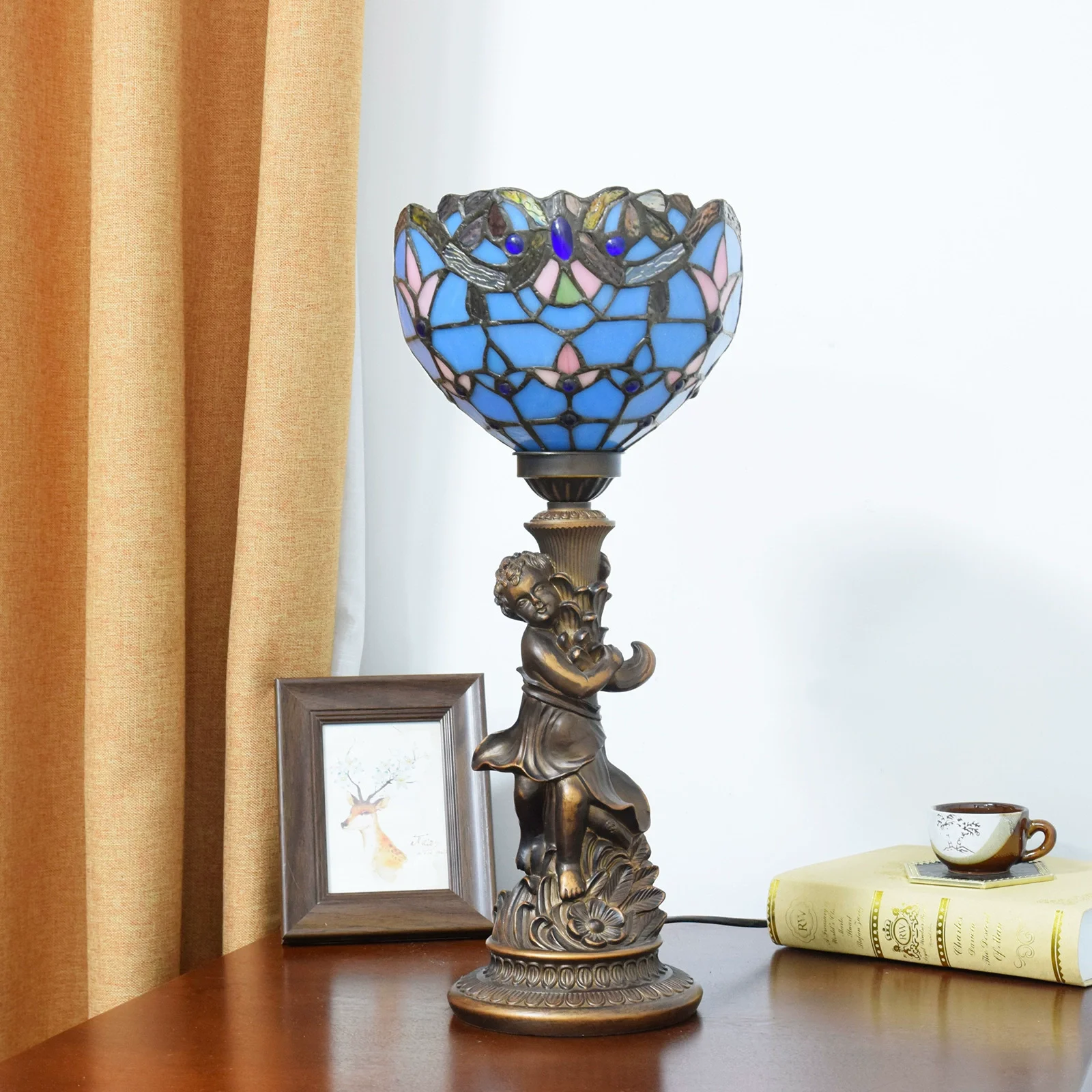 Настольная лампа SHIYAN 8 дюймов винтажный синий