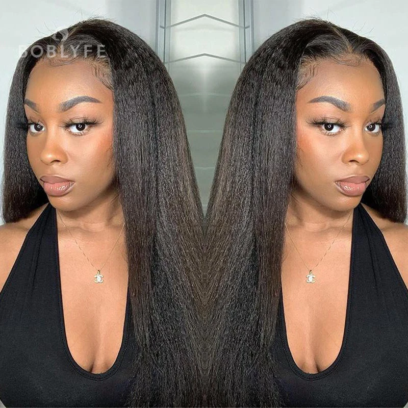 Парик с V-образной частью курчавые прямые парики из человеческих волос без клея