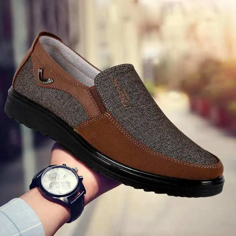 Autumn Mens Casual Shoes Comfortable Breathable Slip-on Flat Canvas Loafers Shoes Men Soft Driving Shoes Oversized Size 50