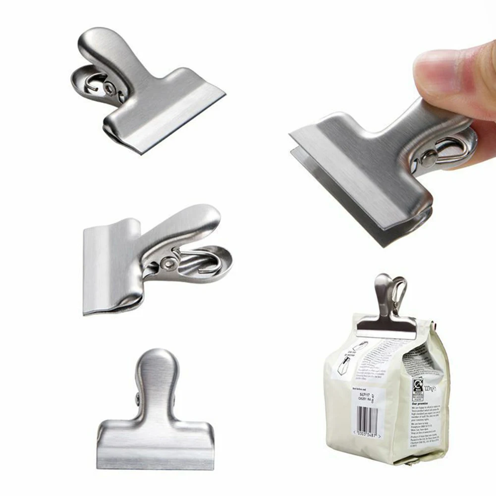 8pcs Set Metal Chip Bag Clips Stainless Steel Home Kitchen Food Snack Clips Moisture-proof Household Kitchen Gadgets Items