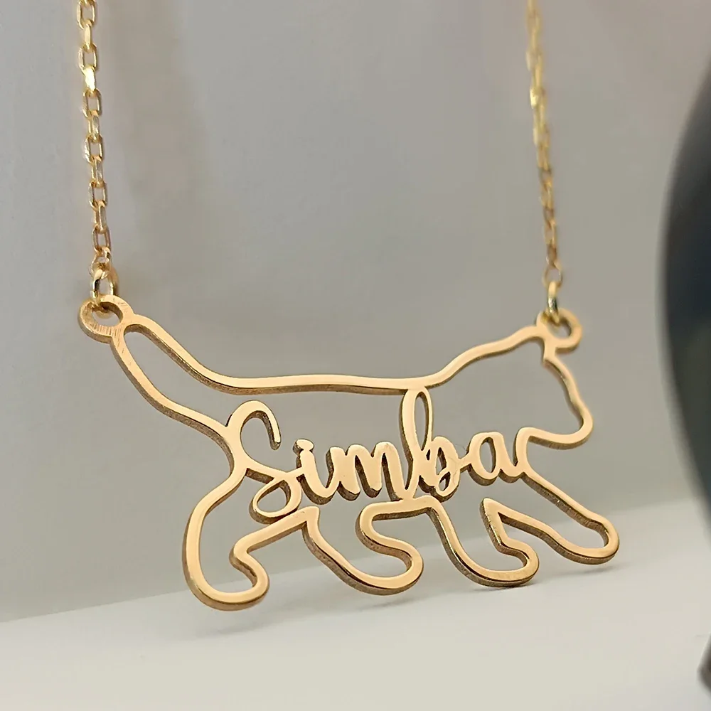 

Милое ожерелье с именем на заказ, Очаровательная собака, цепочки из нержавеющей стали, кулон, чокер для мальчиков и девочек, подарок на день рождения, прекрасные украшения