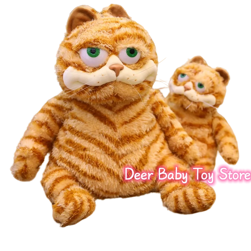 Fat Angry Cat Soft Plush Toy Stuffed Animals Lazy Foolishly Tiger Skin Simulation Ugly Orange Cat Doll Xmas Gift For Kids Lovers