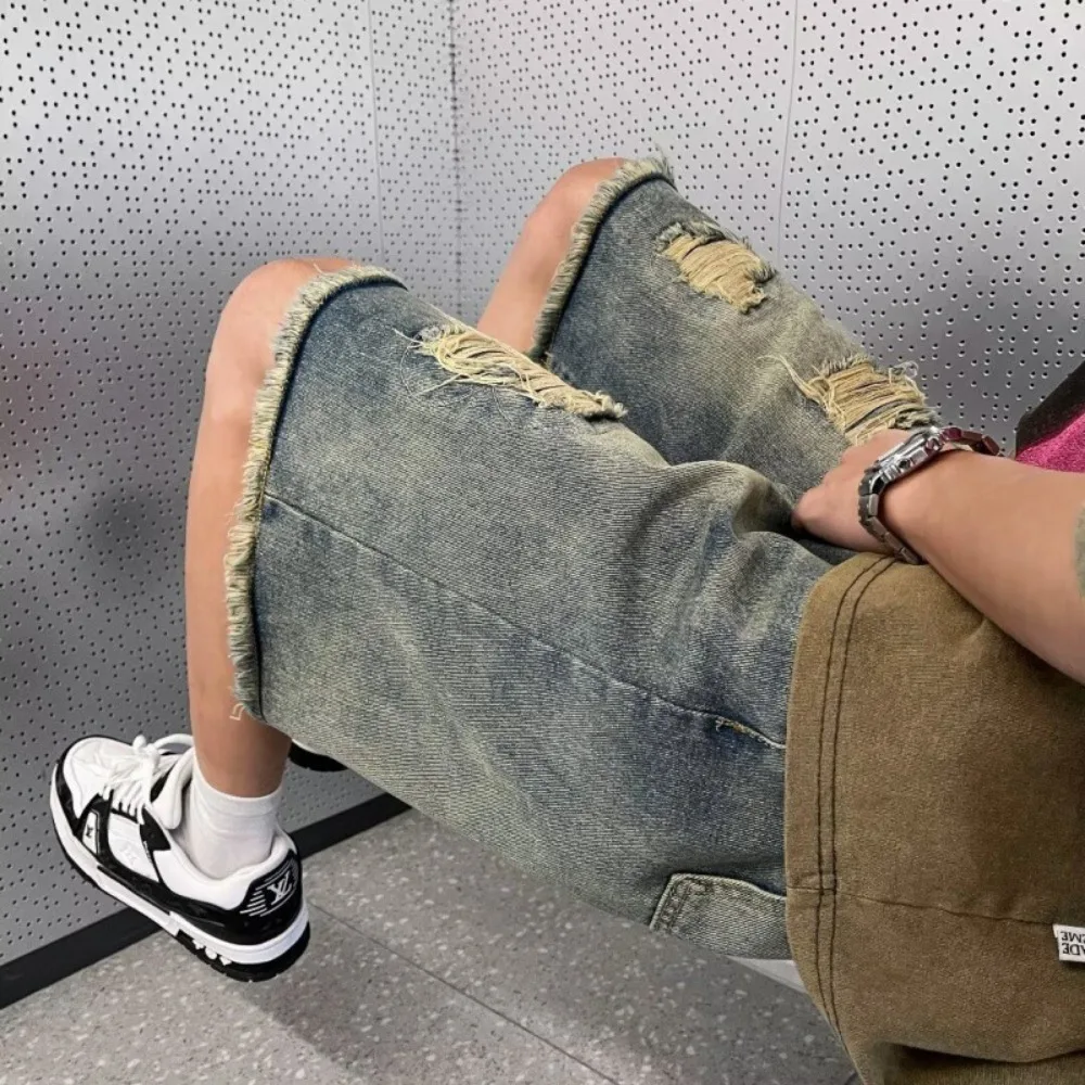 Джинсовые шорты Chaopai мужские в гонконгском стиле модные облегающие короткие