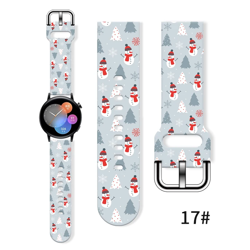 

Christmas 2 20mm Printed Strap for Samsung Galaxy Watch 4/5 40mm 44mm Silicone Band Replaceable Bracelet for 5Pro 45mm Watchband