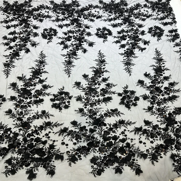 Сетчатая трехмерная ткань ручной работы с блестками и бисером для свадебного