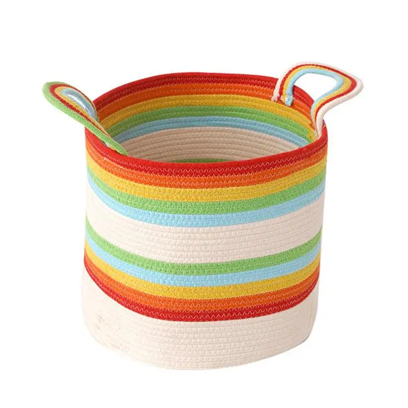 

Радужная корзина, хлопковая корзина для хранения, радужная корзина для игрушек, органайзер для хранения, классные корзины для красочного де...