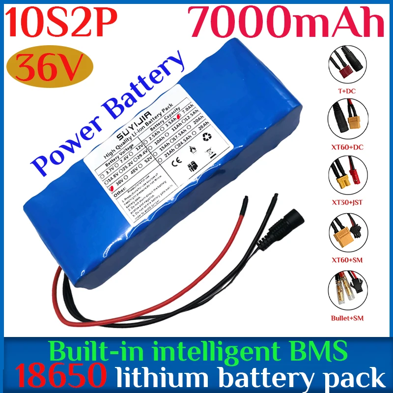 

10S2P 18650 36V Battery Pack 7000mAh Li-ion Rechargeable Battery Real Capacity Electric Bicycle Scooter with BMS Backup Battery