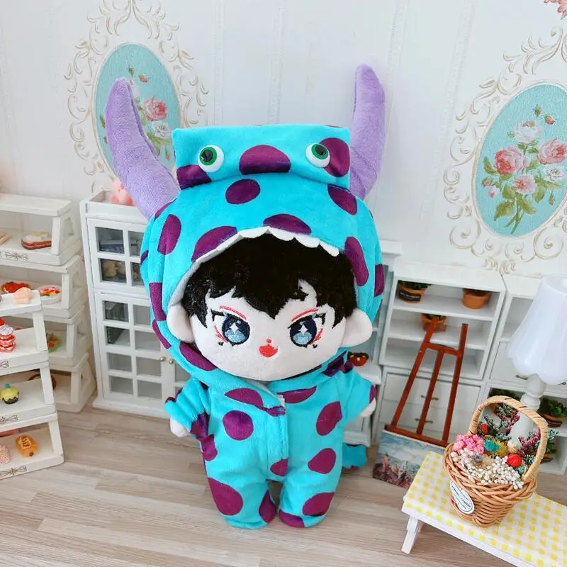 

Сине-фиолетовый комбинезон с монстрами на голову быка, костюм 20 см, детская одежда, хлопковая кукла со звездой, сменная плюшевая игрушка 20 см...